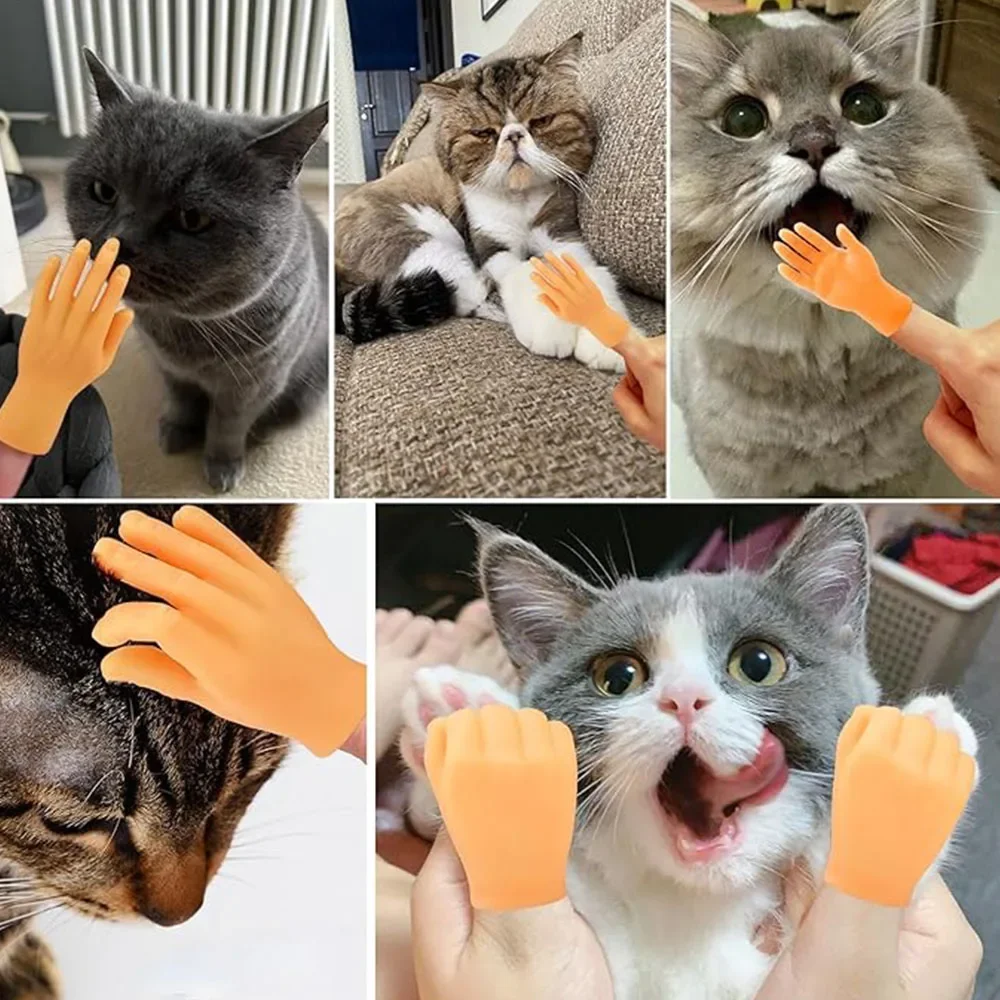 Cat fun toy Small gloves Cat finger Sleeve mini hand model silicone small gloves Cat massage tools Pet toy Halloween gift