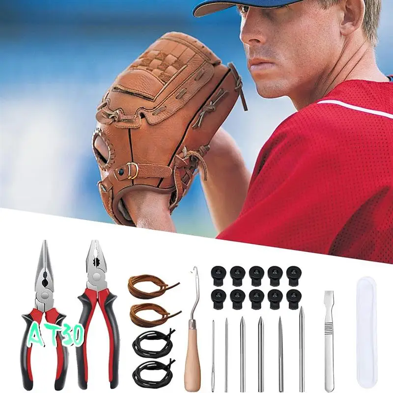 

Glove Relacing Kit For Baseball Softball,Accessories Mitts Glove Care Repairing Kit Cutter Glove Locks Lacing Tools-AT30