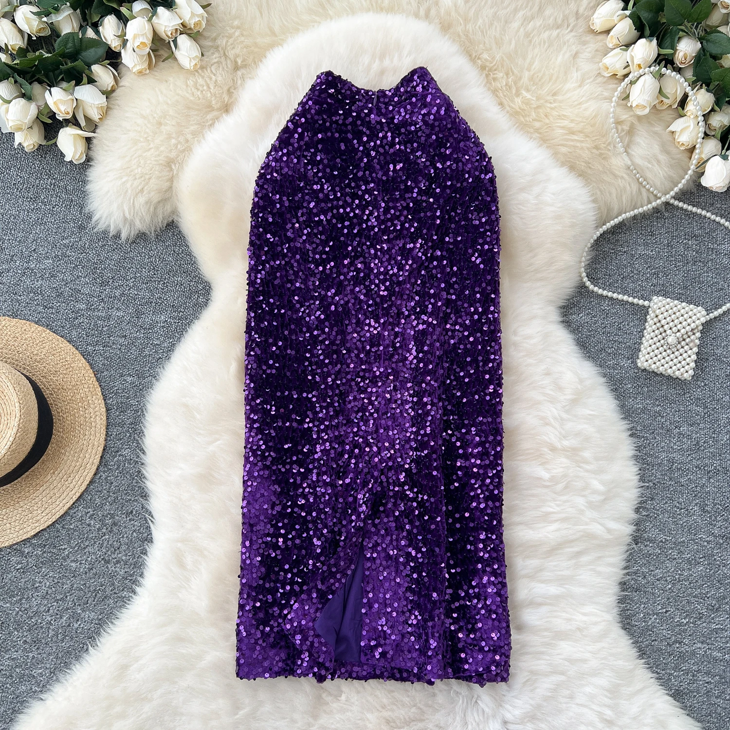 Mulheres chique glitter veludo lápis saia de cintura alta elegante moda envoltório saia outono inverno roupas