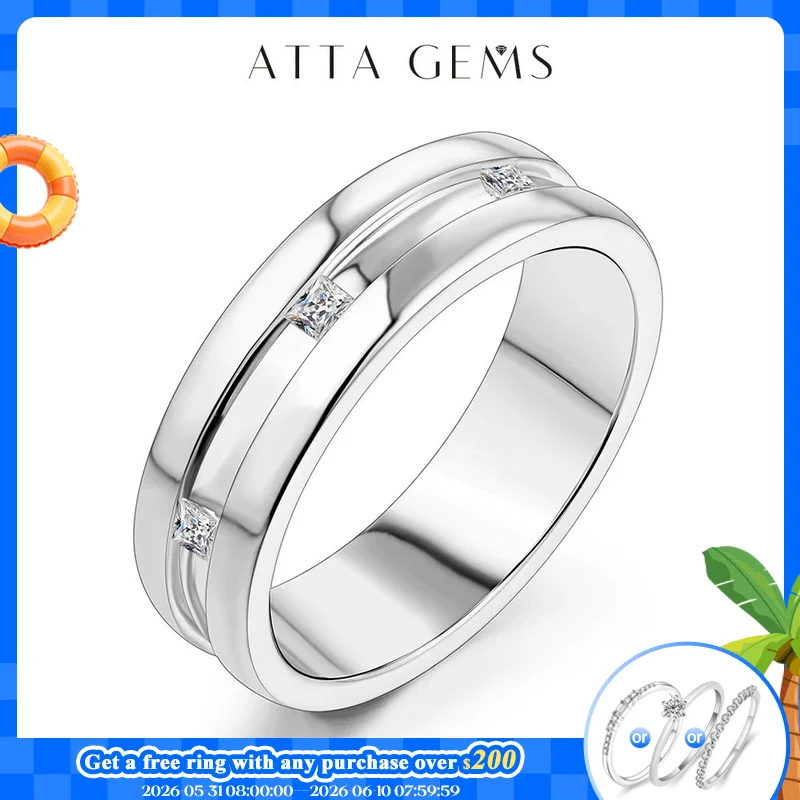 

Princess Square Cut D Color Moissanite 18K White Gold Plated Engagement Wedding Band Moissanite Lab Grown Diamond Ring for Women