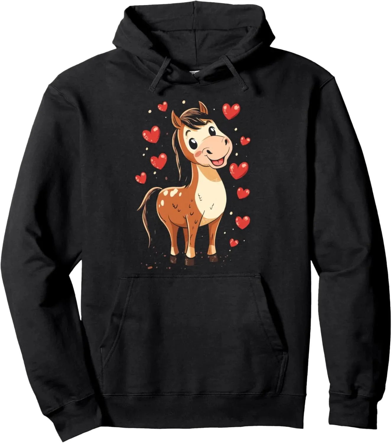 

Autumn and Winter Adorable Horse with Hearts Print Cotton Hoodie, Cute Animal - Themed Sweatshirt