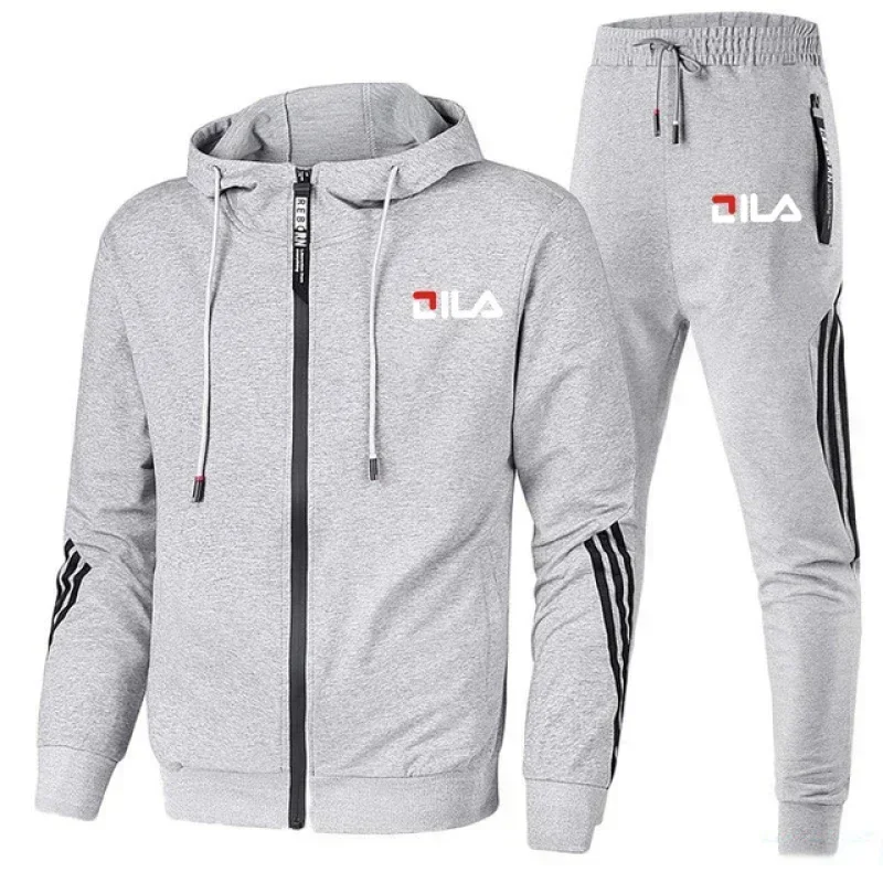 Abbigliamento sportivo da uomo nuovo primavera e autunno set da 2 pezzi giacca con cerniera pantaloni sportivi casual abbigliamento di marca set di