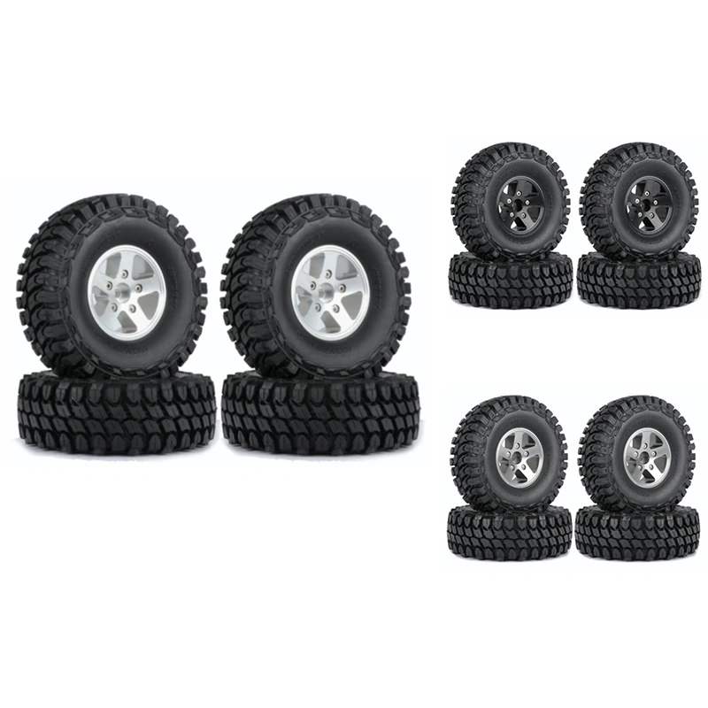 

4Pcs 110Mm Metal 1.9 Beadlock Wheel Rim Rubber Tire Set For 1/10 RC Crawler Car Axial SCX10 Traxxas TRX4 D90 Redcat