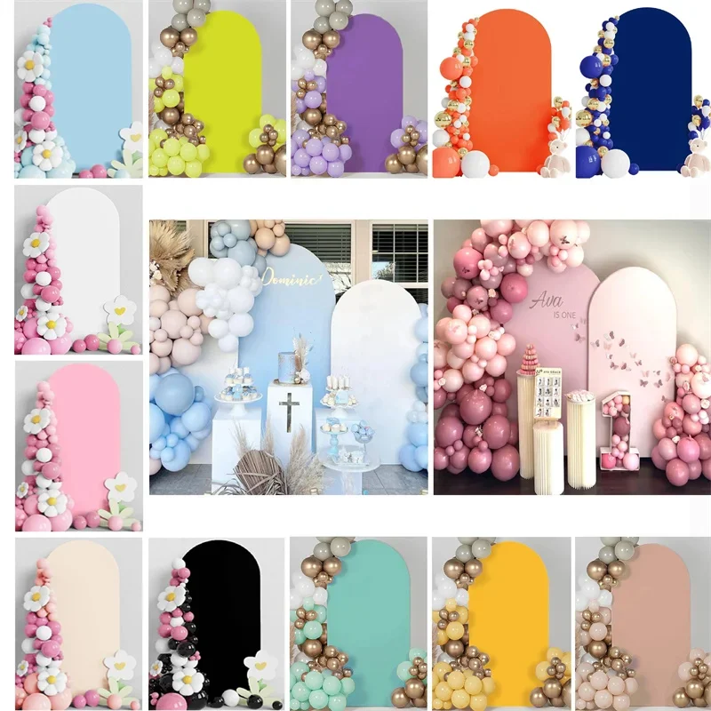 

Solid Color Covers Spandex Fabric Fitted Wedding Arch Stand Backdrop Cover for Party Banquet Baby Shower Birthday Decoration