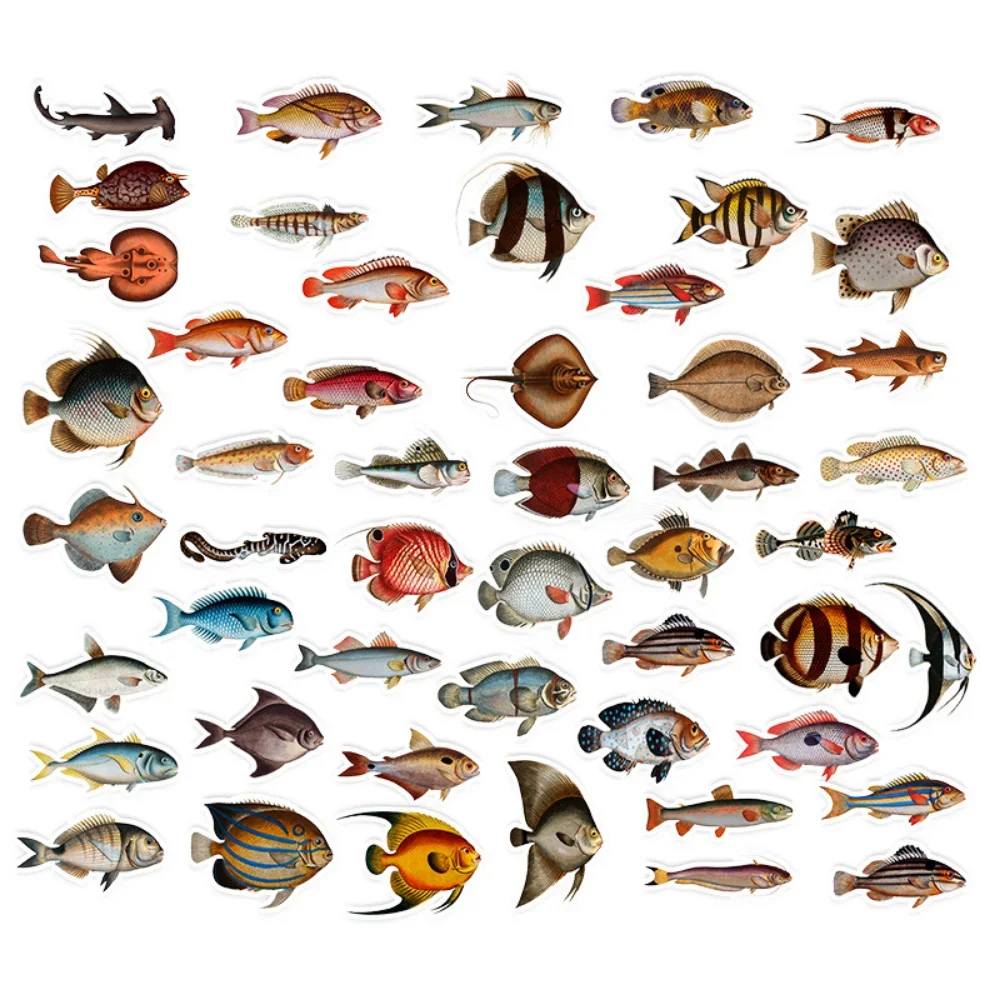 10/25/50pcs Sea Fish Ocean World Stickers Cartoon for DIY Scrapbook Stationery Water Bottle Phone Laptop Guitar Decal Toy