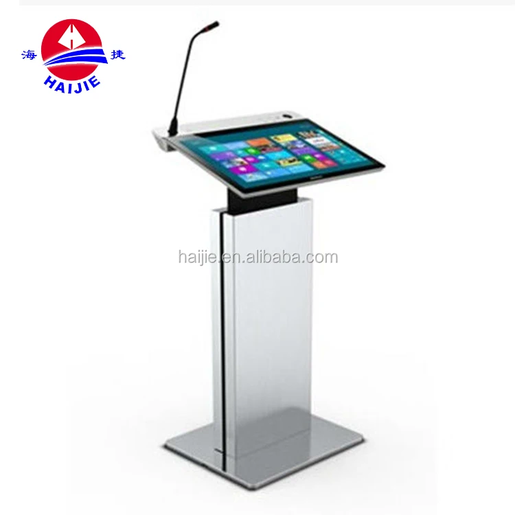 Modern Silver Commercial Use Church Pulpit Lectern With 4 Wheels for Moving