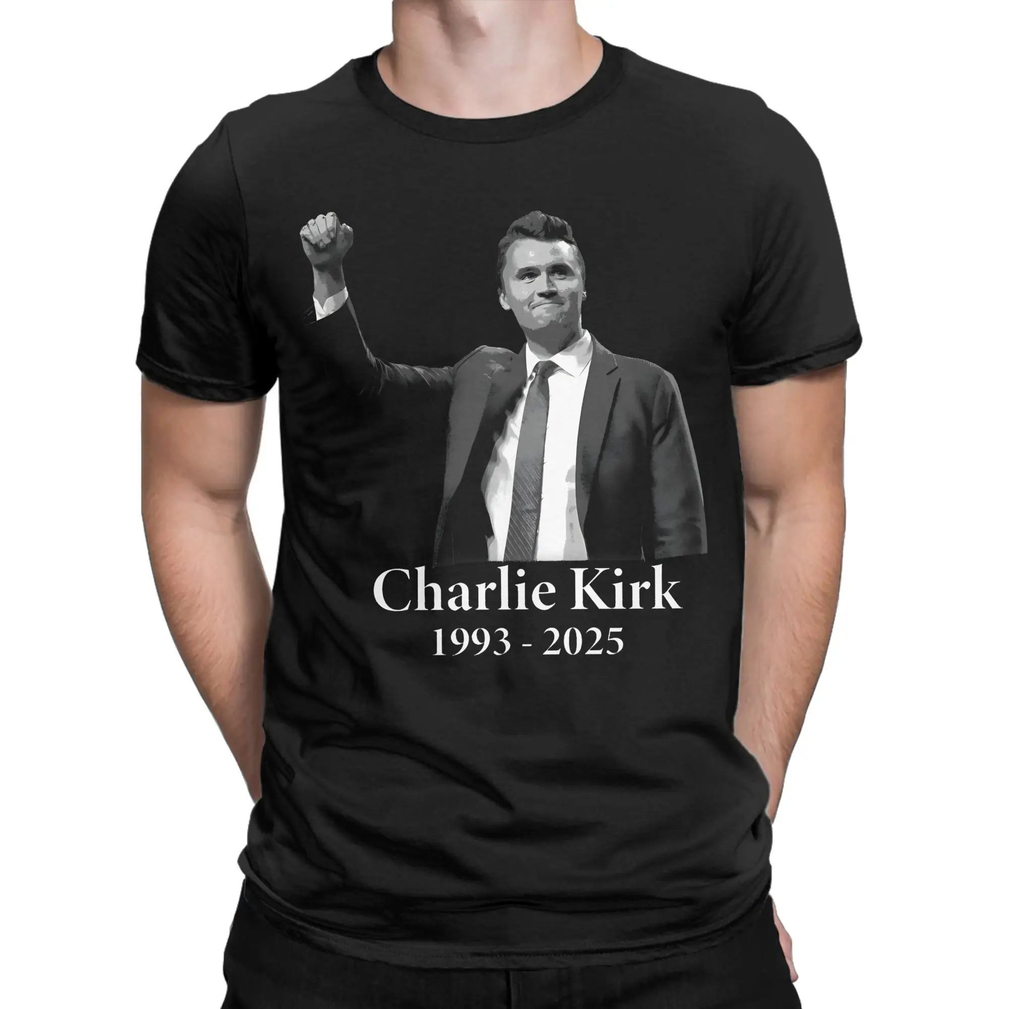 Man T Shirt REST IN PEACE Charlie Kirk 1993-2025 T Shirts Novelty  Beach Tee Shirt Y2K Casual Casual Pure Cotton Tops Plus Size