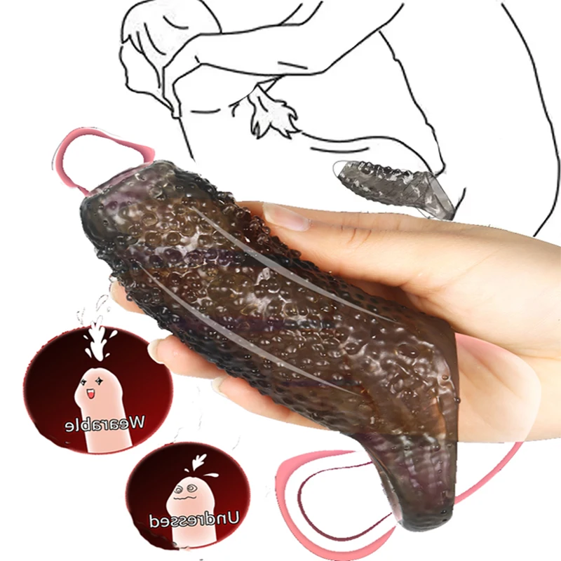 Bdsm silicone pênis extensor preservativo reutilizável glans manga atraso ejaculação cockring adulto brinquedos sexuais para homens casais sex shop