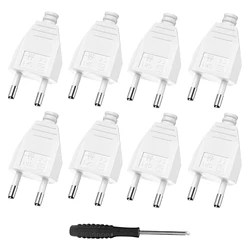 8pcs 4.4mm EU Plug Adapter with Screwdriver 220 V 2.5 A European Plug Socket Replacement Rewireable Extension Cord Connector