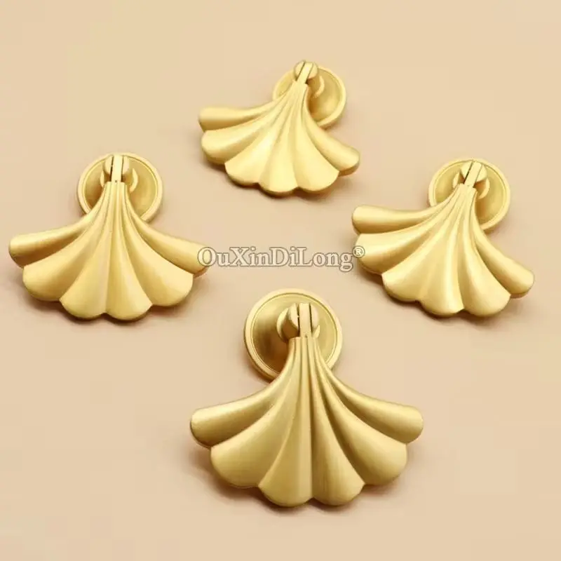 

8PCS Solid Brass Ginkgo Leaf Pendant Furniture Handles Drawer Knobs Cupboard Wardrobe Closet Dresser Shoe TV Cabinet Pulls Knobs