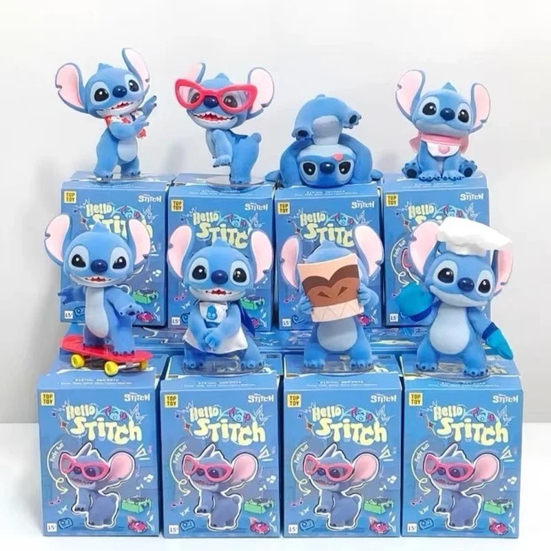 

Cartoon Disney Hello Stitch Series Blind Box Flocking Figure Ornaments Cute Stitch Desktop Decoration Toy Ornaments Gifts