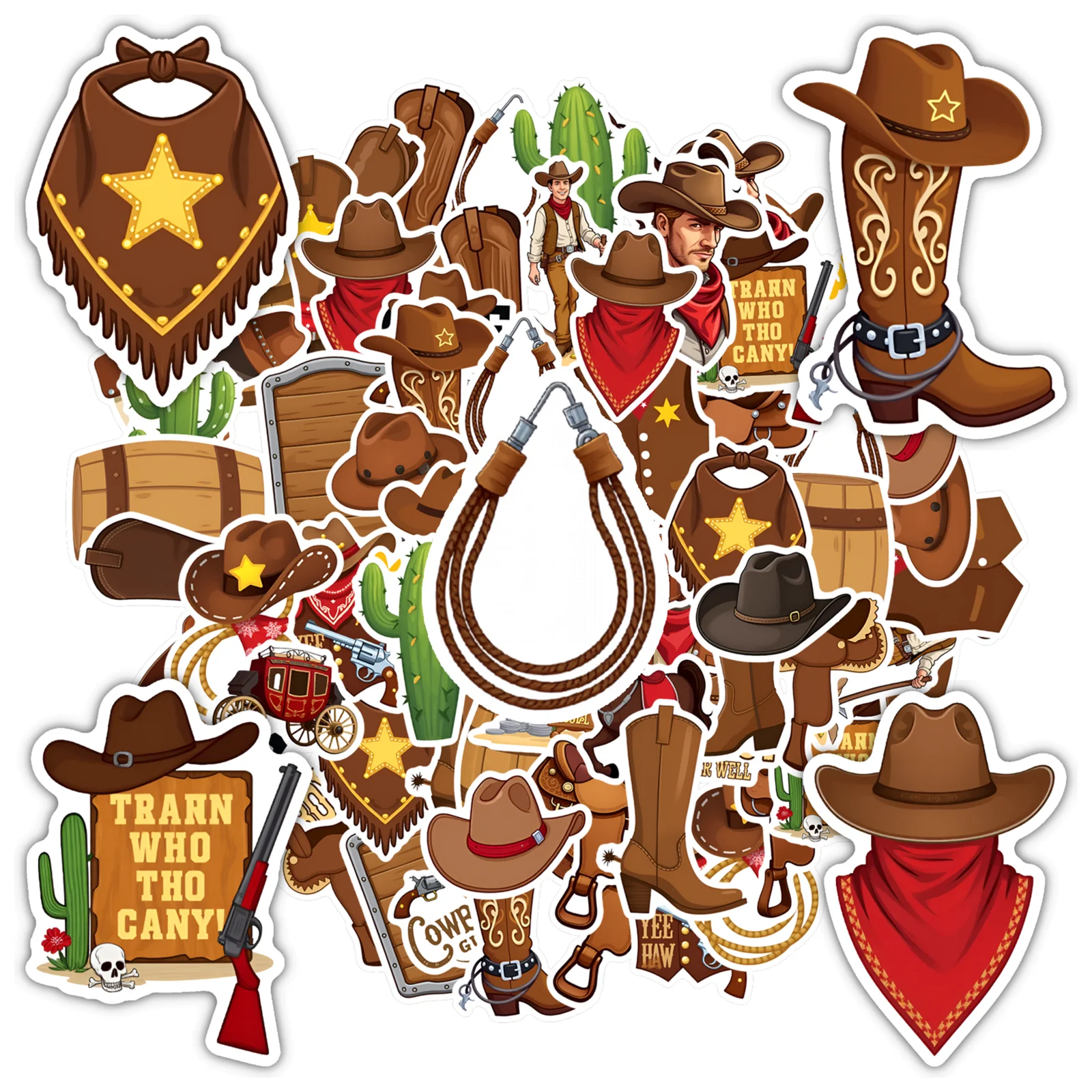 

35 шт.-50 шт., наклейки в стиле вестерн с героями мультфильмов, деревенский ранчо, наклейки с животными, канцелярские наклейки для гитары, ноутбука, шлема, скейтборда