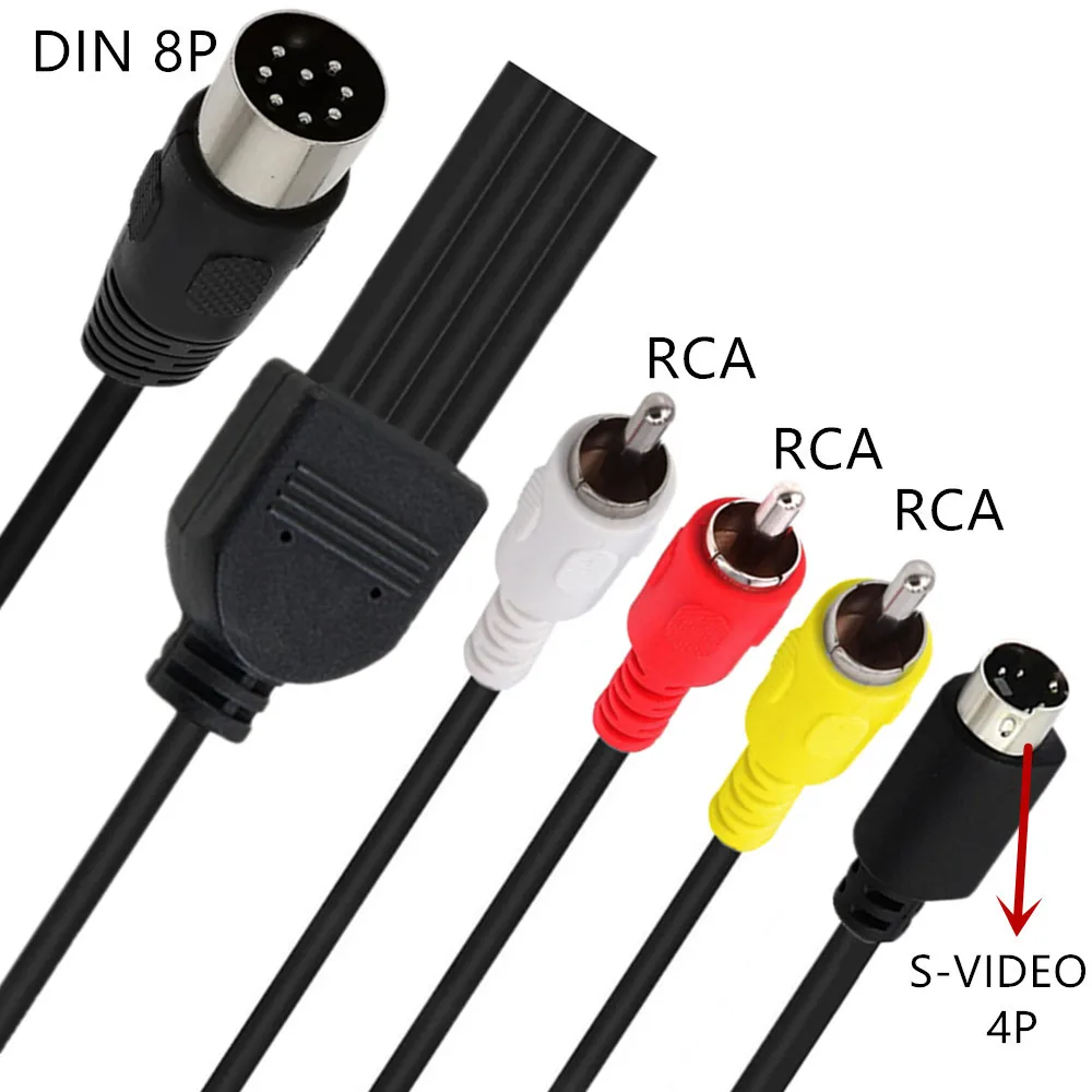 Din 8 Pin To s-video 4P Male 3-RCA Male Audio Adapter Cable For  Audio Video equipment 1.5m