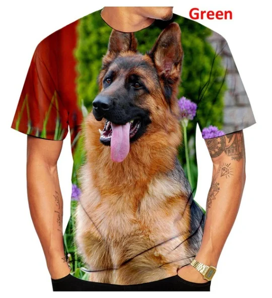 2024 Men Summer New Fashion Unisex Funny 3D Printed Dog T-shirt Cute German Shepherd 3D Printed T-shirt