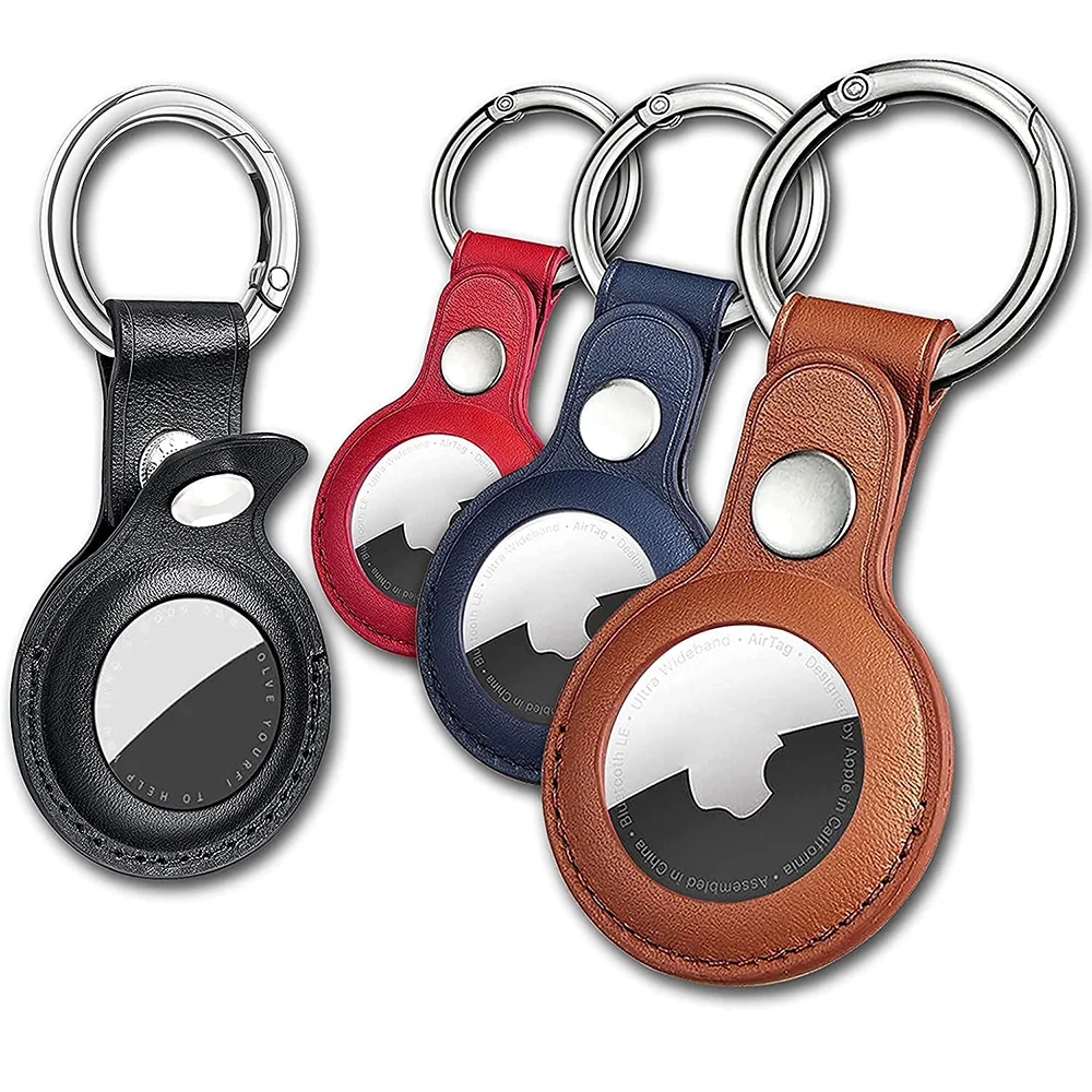 Кожаный брелок для Apple Airtags, защитный чехол, бампер, трекер, защита от царапин, Air Tag, держатель для ключей, аксессуары