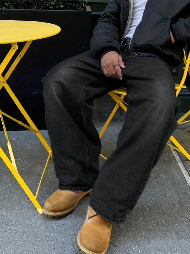 بنطال جينز رجالي فضفاض مناسب، متعدد الاستخدامات وكاجوال لجميع المواسم #3