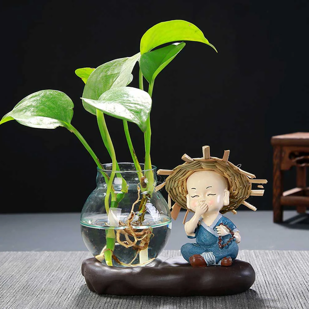 مزهرية زجاجية لطيفة على شكل رسوم كرتونية مزهرية زجاجية شفافة للنباتات وعاء نباتات حديث زينة لسطح المكتب لغرفة الدراسة المنزلية #4