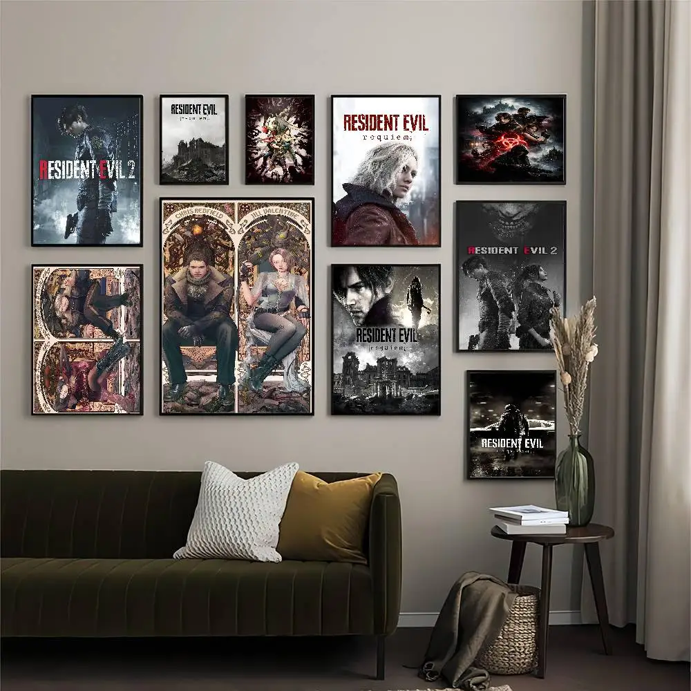 Anime-Spiele Resident Evil Anime-Poster Selbstklebende Dekoration Wandkunst Weißes Kraftpapier Wanddekoration