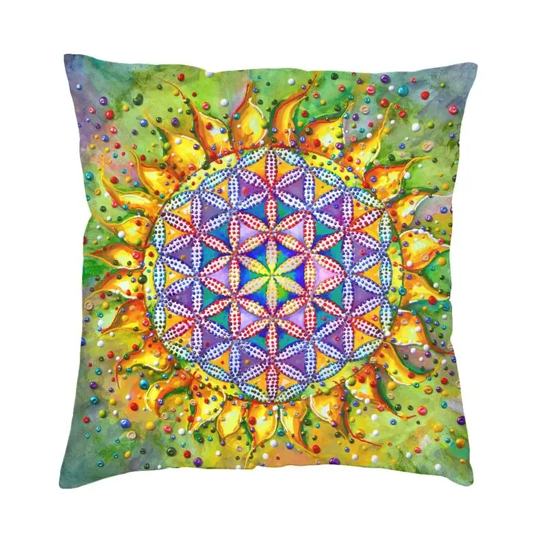 

Flower Of Life Painting Throw Pillow Case 45*45cm for Living Room Geometric Mandala Cushion Cover Sofa Car Pillowcase Polyester