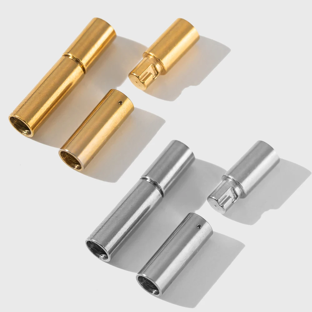 5pcs Stainless Steel Tube Hook Clasps Round Leather Cord Buckle Connectors for Rope Jewelry Making DIY Bracelet Necklace Crafts image 3