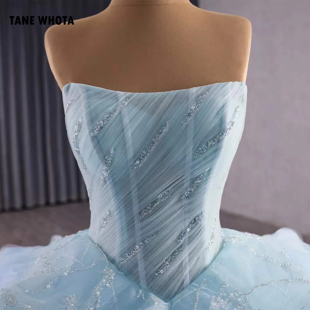 Вечернее роскошное платье без бретелек без рукавов со шнуровкой сзади, расшитое кристаллами и бисером, синие длинные платья с блестками для особых случаев