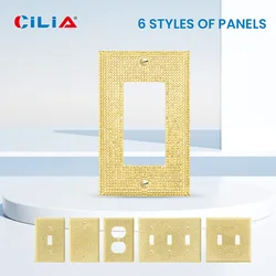 1 wall panel light switch cover, various styles, gold diamond, wall panel light switch socket cover, sturdy and durable