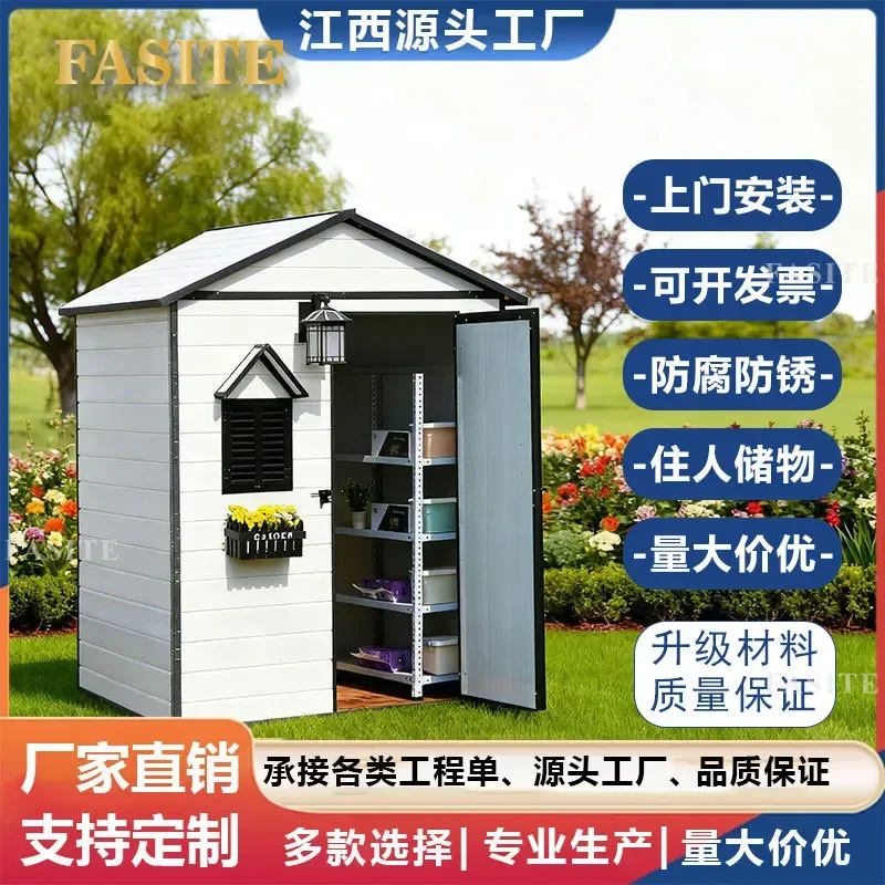 For Outdoor Metal Storage Shed Simple Assembly Mobile Tool Room Rainproof Rust Proof Insulated Garden Utility Shed for