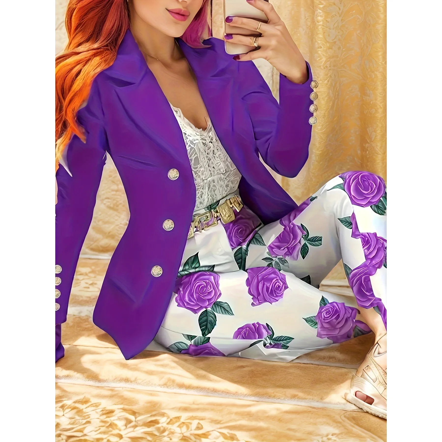 

Floral Print Long Sleeve Dress Women's Fashion Summer Dress Cross-Border T 91049 Elegant Casual Maxi Dress for Ladies