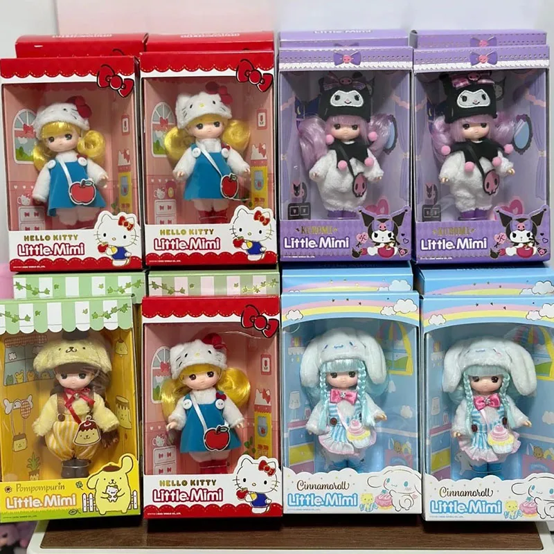 Sanrio Anime Action Figure Toys, Hello Kitty, Kulomi Desenhos Animados, Boneca Cross-Dressing, Coração Feminino, Ornamento de Mesa Bonito, Presentes da Menina