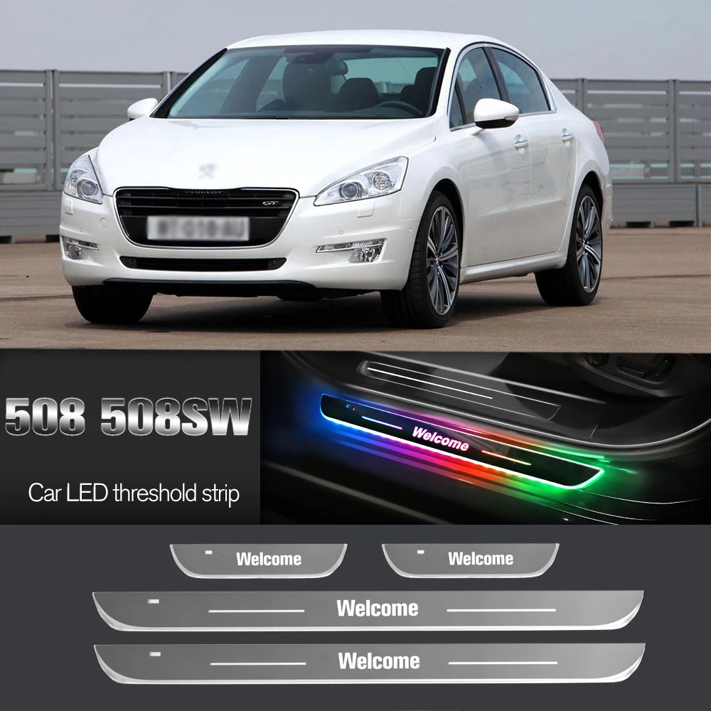 Car Door Sill Light For Peugeot 508 SW 2010-2023 2011 2019 2020 Customized Logo LED Welcome Threshold Pedal Lamp Accessories