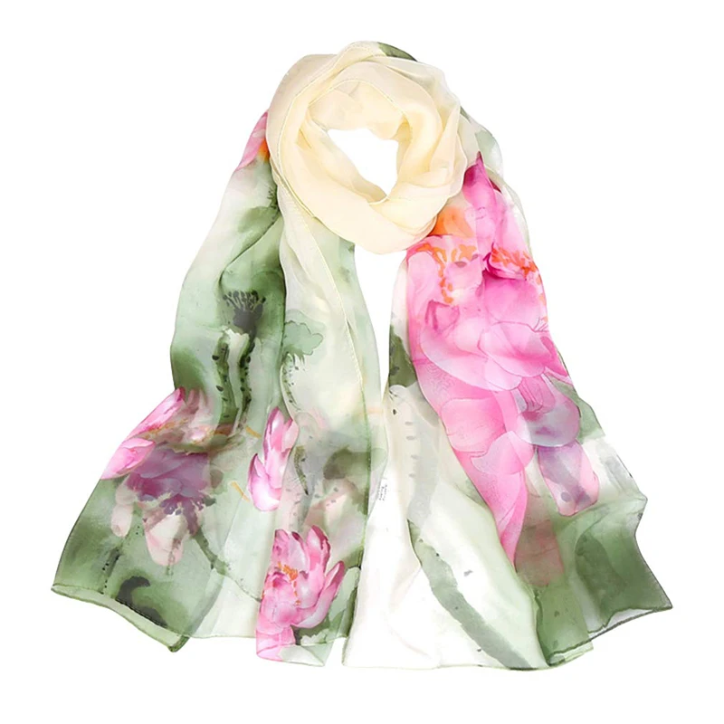 New Fashion Chiffon Floral Print Design Women Silk Scarf Shawl Elegant Headscarf Bandage Hijabs Muslim Wrap Scarves