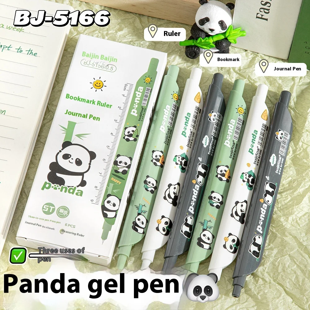 6pcs Cute Kawaii Capybara Animal Shape Gel Pen Multifunction Bookmark Ruler Signature Writing Pens School Office Supplies Gift