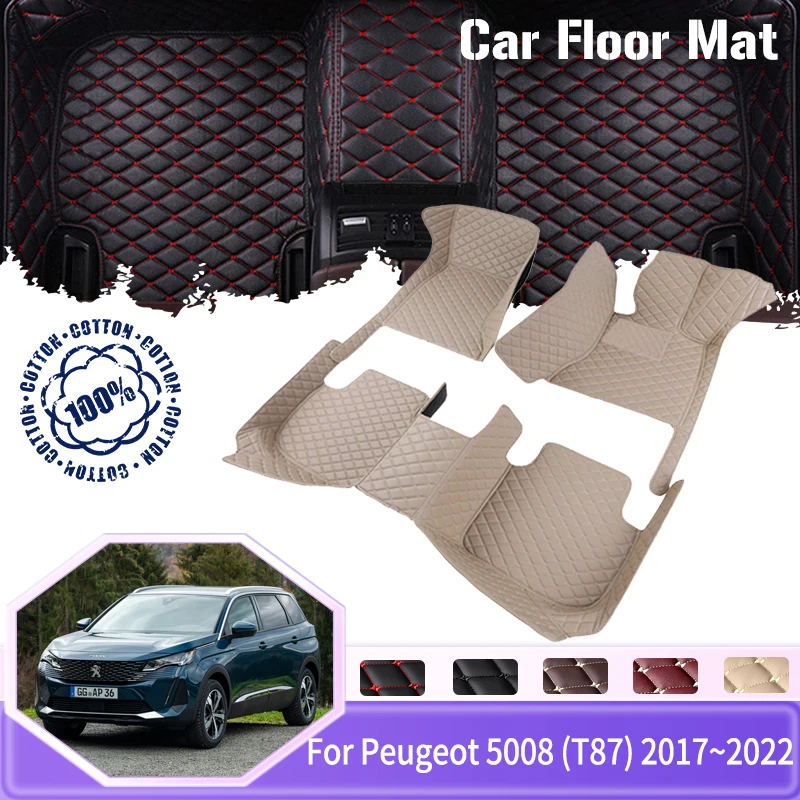 Tapis de sol de Voiture résistant à la saleté, intérieur de Voiture, pour Peugeot 5008 T87 MK2 2017 ~ 2022, 5 places