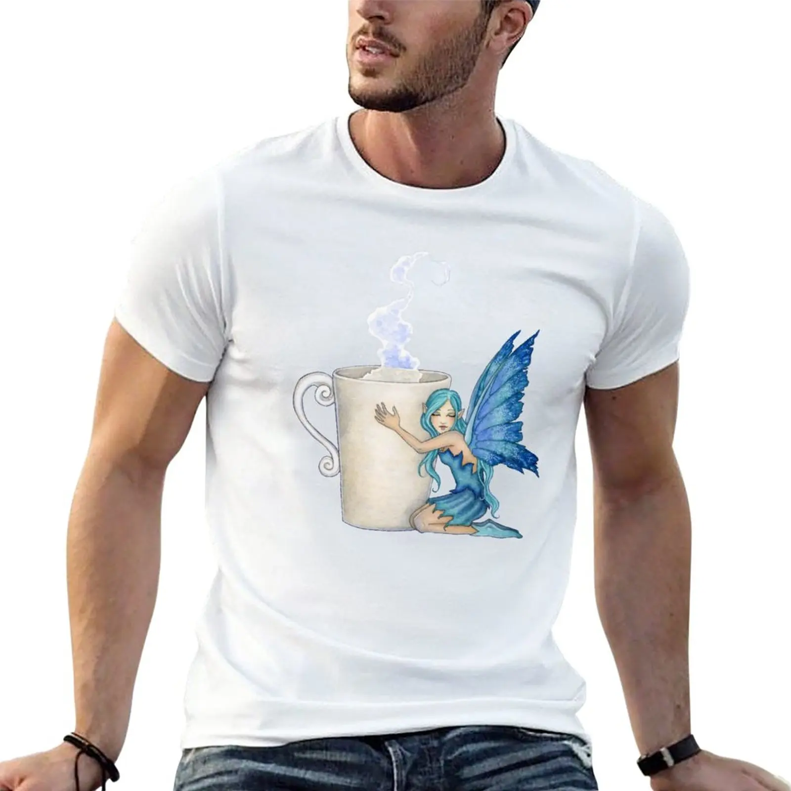 

New Morning Coffee Fairy T-Shirt summer clothes boys animal print shirt t-shirts man cute tops t shirt men