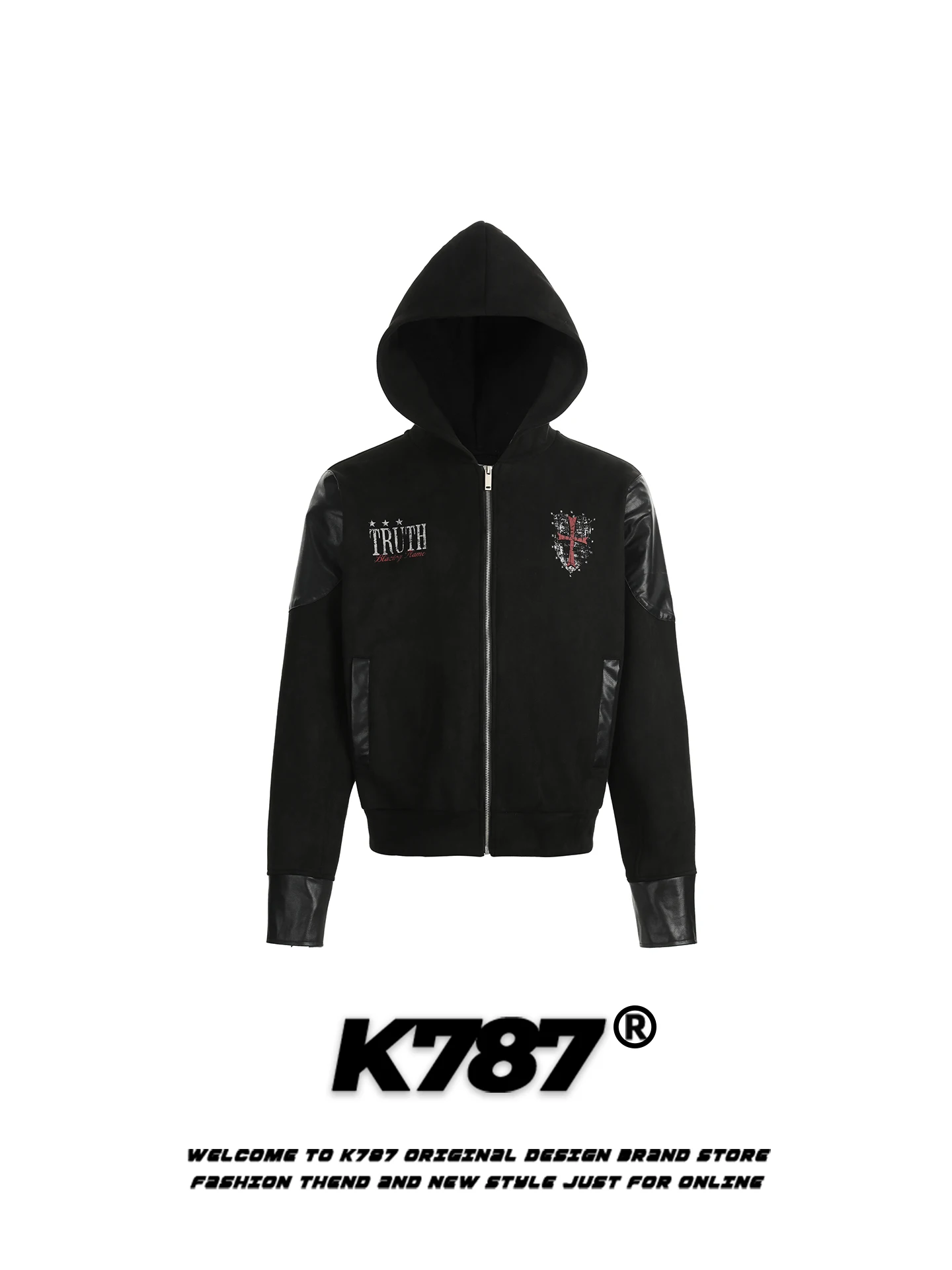 

Куртка-худи K787 в американском ретро-стиле с принтом в горошек и надписями, свободного кроя, повседневная, для мужчин и женщин, парная верхняя одежда