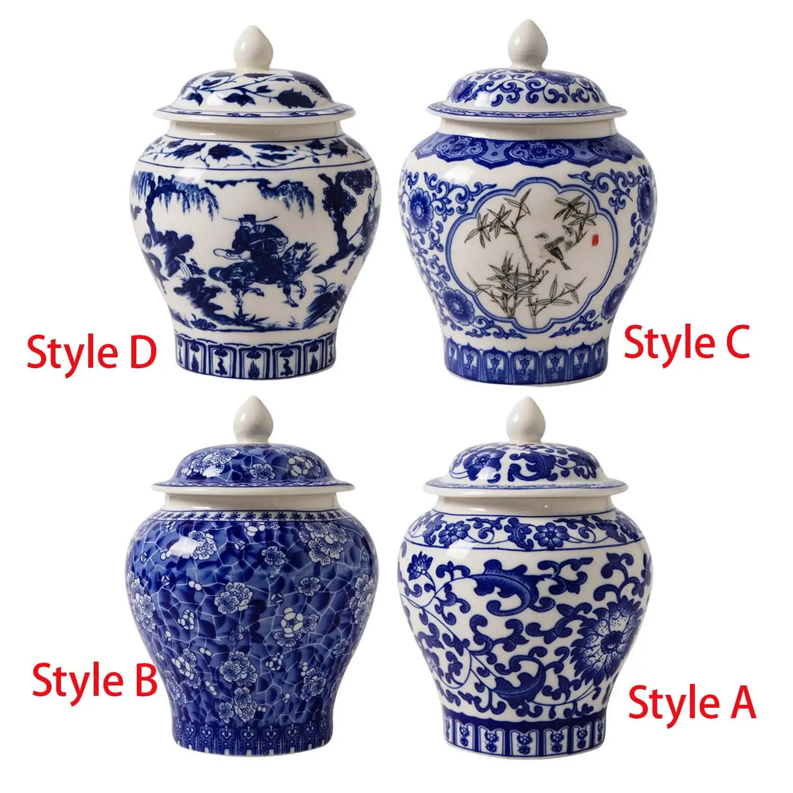Ceramic Ginger Jar Multi Purpose Gift Chinese Decorative Asian Ginger Jar for