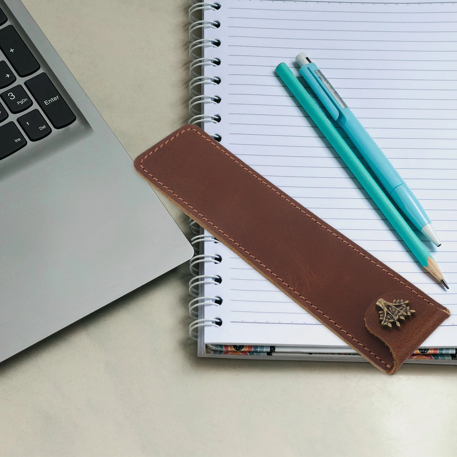 

2 Pcs Pen Sleeve Case Pocket Holder and Pencil Brown Pouch Storage Organizer Sleeves