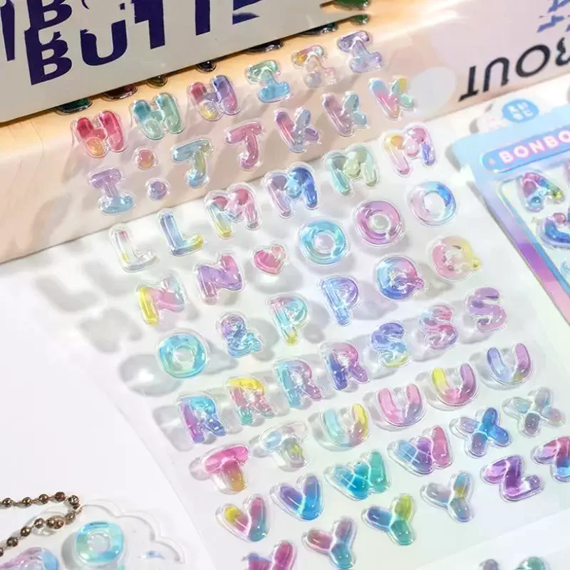 

Colorful 3D Cartoon Alphabet Relief Sticker Scrapbooking Journal Planner Photo DIY Decorations Sticker Stationery Supplies