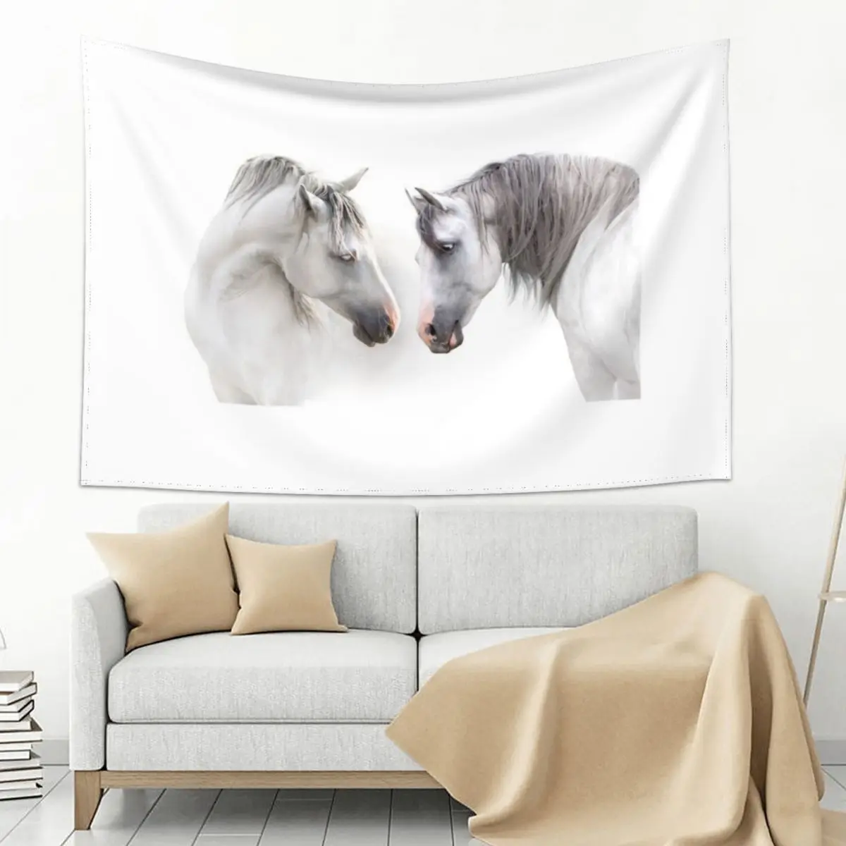 

White horse Tapestry Wallpapers Home Decor Custom Aesthetic Room Decor Korean Tapestry