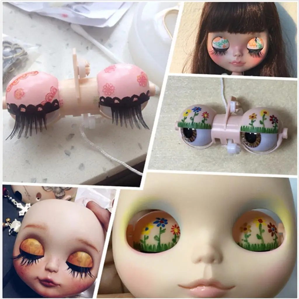 인형 눈꺼풀 눈 프레임 메커니즘 나사 세트, 12 인치 RBL Neo Blythe Licca Azone 맞춤형 DIY 액세서리, 일반 피부