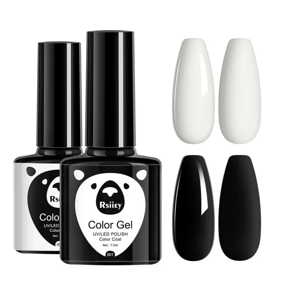 Vernis-esmalte de uñas en Gel, barniz semipermanente, lámpara Led, capa superior, Color blanco y negro, 8ml