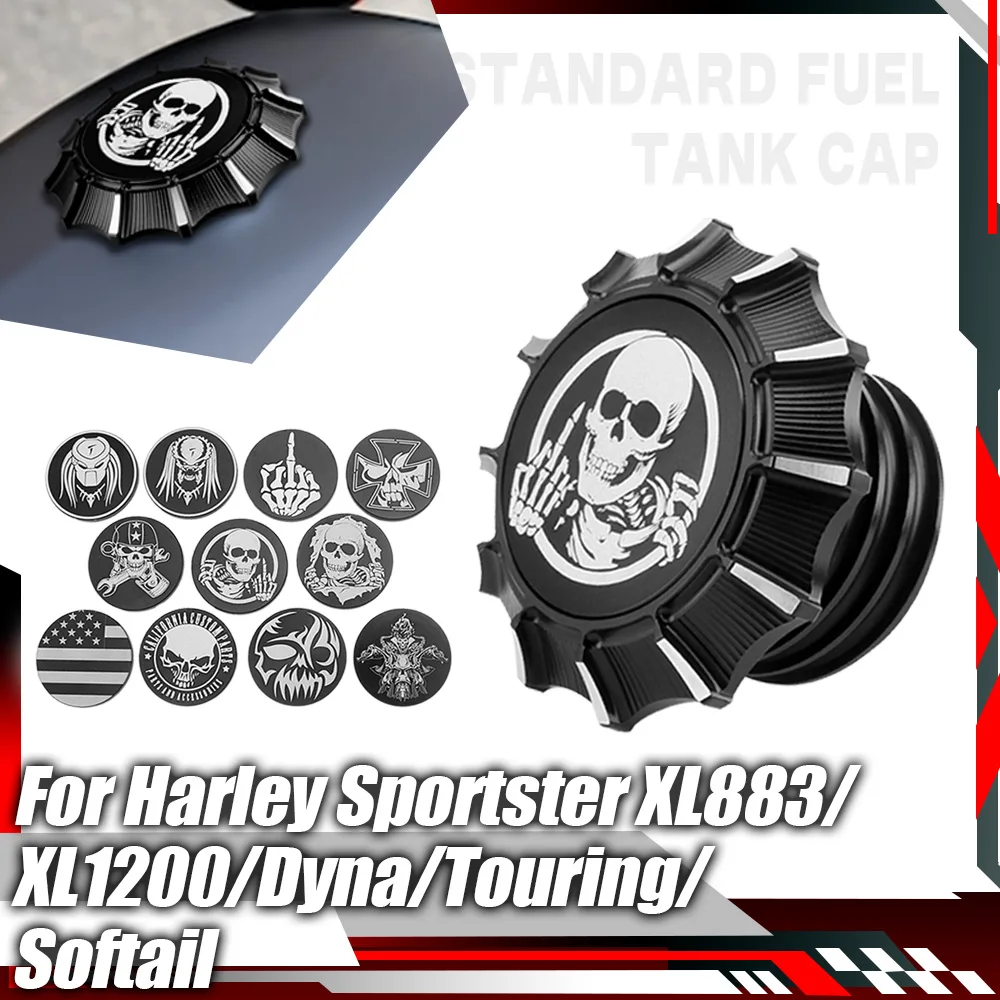 

Fuel Gas Tank Cap Decorative Cover For Harley Touring Road King Davidson Sportster XL 1200 883 X48 Dyna Softail Fat Boy CVO