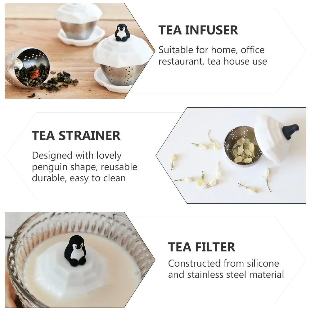 

Penguin Shaped Stainless Steel Tea Infuser, Creative Reusable Tea Strainer, Durable Filter for Kitchen, Dining & Bar Use