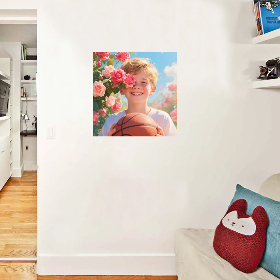 Three Ratels QHH186 Happy Basketball Boy Wall Stickers for Home Decoration Waterproof Self Adhesive