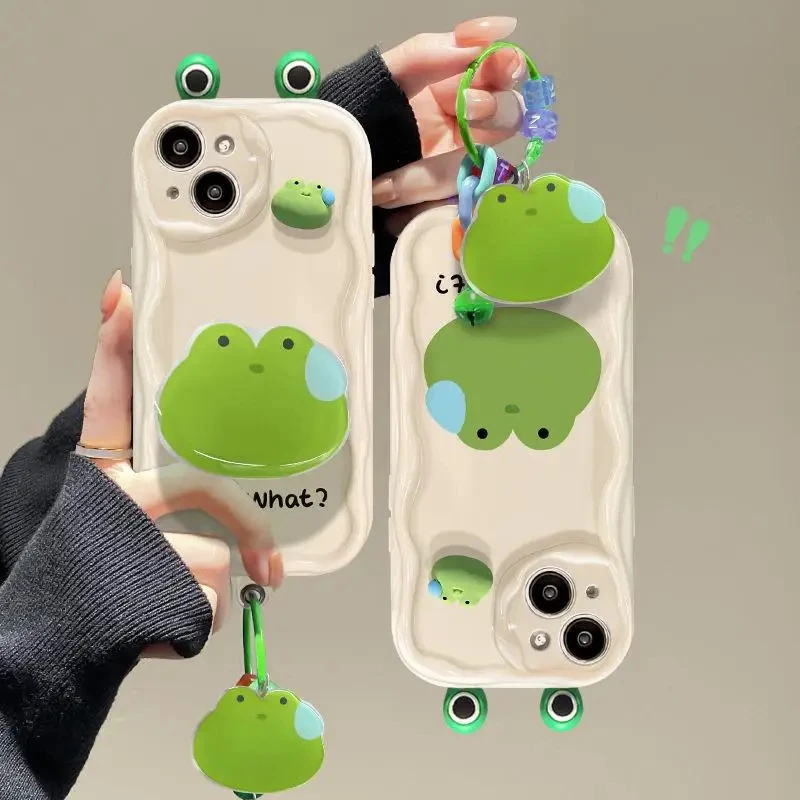 Korean cute 3D sweaty frog rabbit silicone case for VIVO V29E Y17S Y91 Y17 Y02S Y36 Y93 Y85 Y50 Y35 Y22S Y21 bell pendant cover