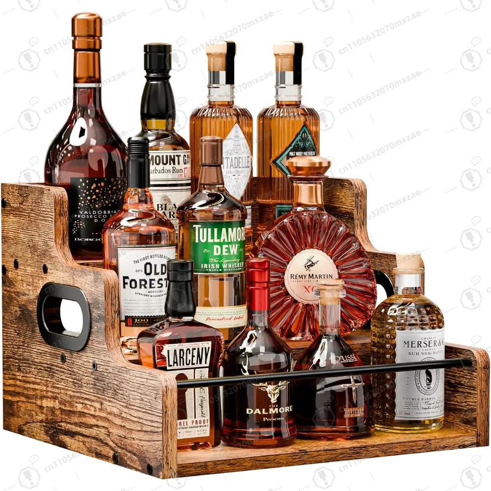 

Liquor Bottle Display Shelf, Coffee Syrup Rack Organizer, 3 Step Countertop Liquor Wine Rack, mini bar,liquor cabinet
