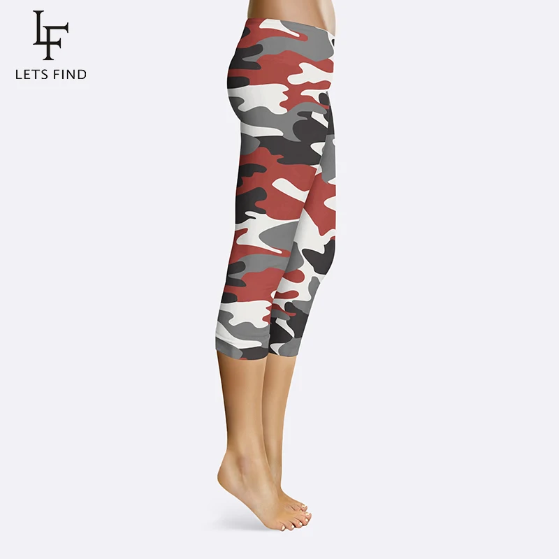 Mallas elásticas con estampado de camuflaje 3D para mujer, pantalones Capri informales de alta calidad para Fitness, novedad