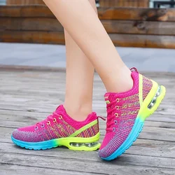 Zapatillas deportivas ligeras para mujer, zapatos informales de malla transpirable para correr, antideslizantes de impacto lento para caminar