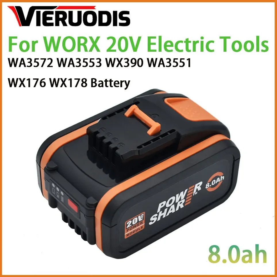 

For 20V Battery 8000mah Li-ion for Worx WX390/WX176/WX166.4/WX372.1 WX800/WX678/WX550/WX532/WG894E WG629E/WG329E/WG2