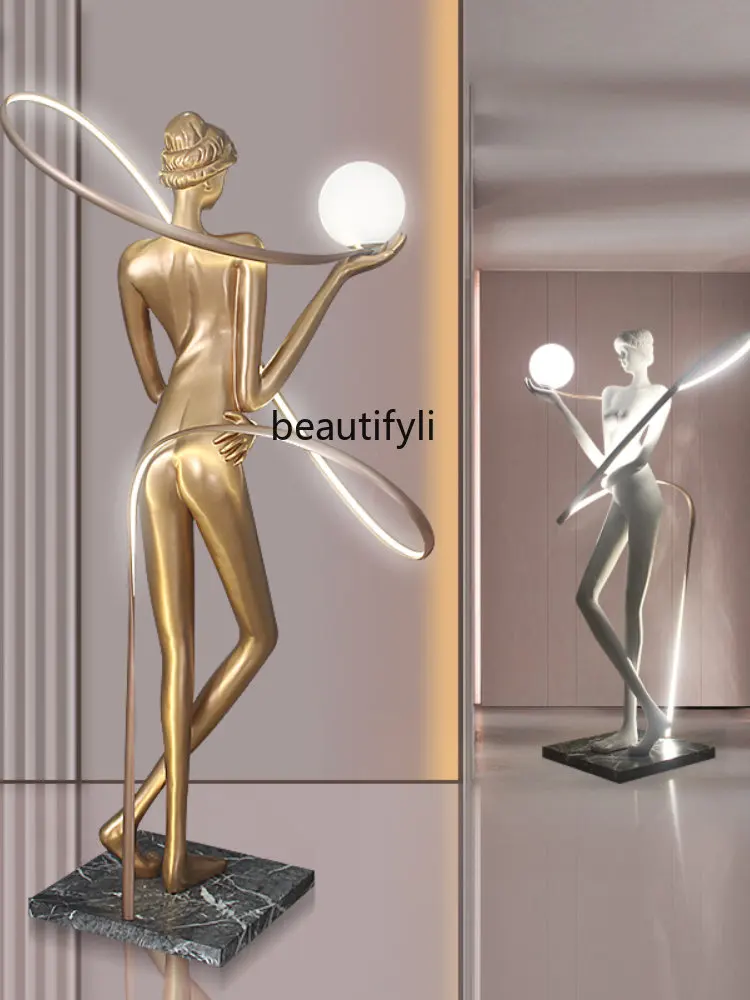 LBX Artistic Floor Exercise Ribbon Goddess Sculpture Floor Lamp Bar Restaurant Decoration Decoration